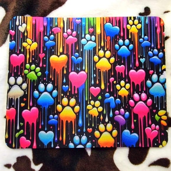 Paw Prints Colorful Computer Mouse Pad - Picture 1 of 7